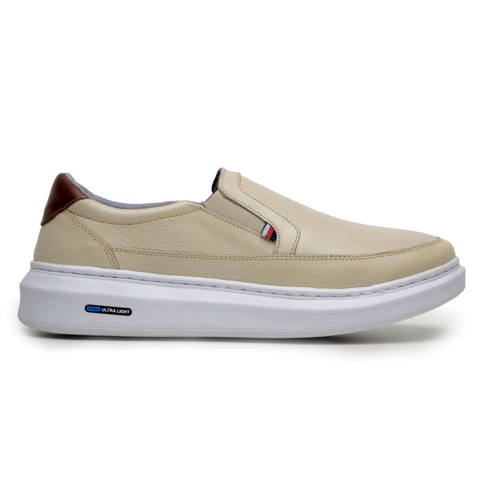 Sapatenis Mocassim Masculino Leve Confortável Em Couro 100% Legitimo Parra Boots - Palha
