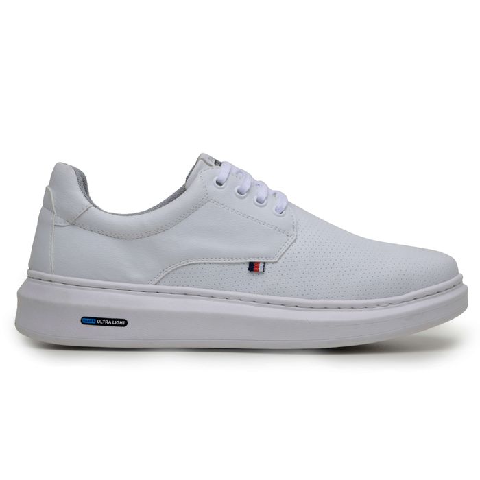 Sapatenis Moderno Masculino Leve Confortável Em Couro 100% Eco Parra Boots - Branco