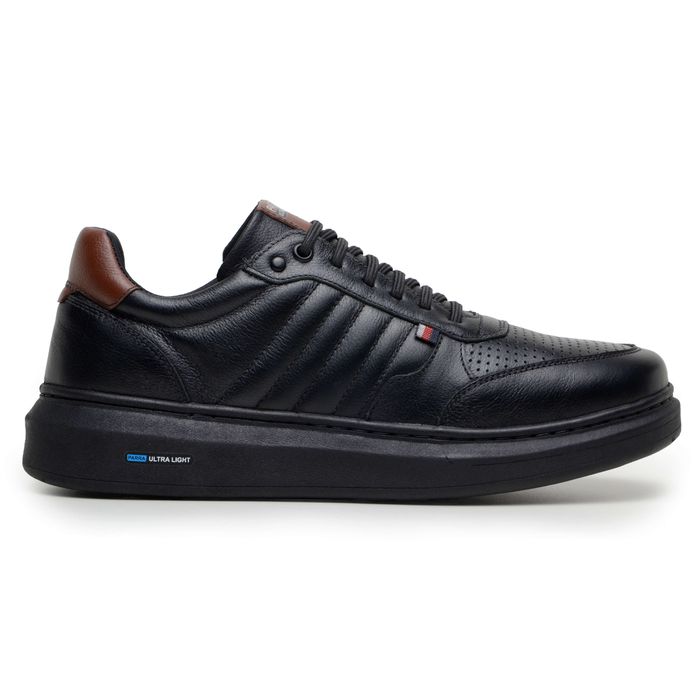 Sapatenis Moderno Detalhado Masculino Em Couro 100% Legitimo Leve Confortável Parra Boots - Preto