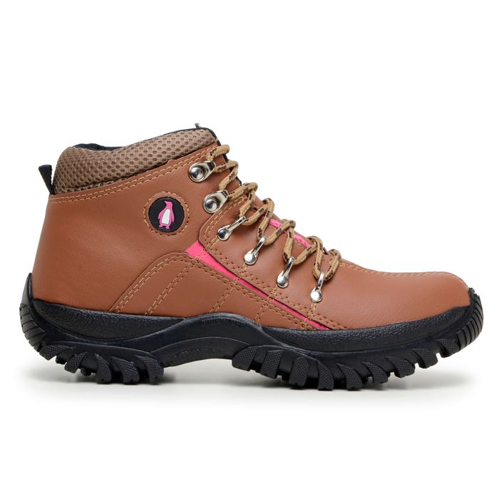 Bota Feminina Adventure Adulto Infantil Confortável Antiderrapante Parra Boots - Marrom/Rosa