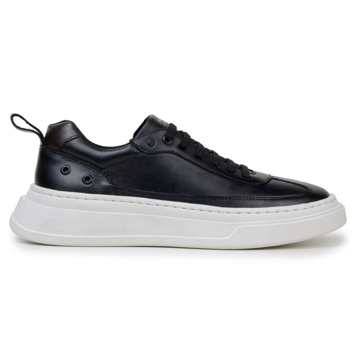 Sapatenis Masculino 100% Couro Legitimo Moderno Confortável Casual 5800 - Preto/Branco