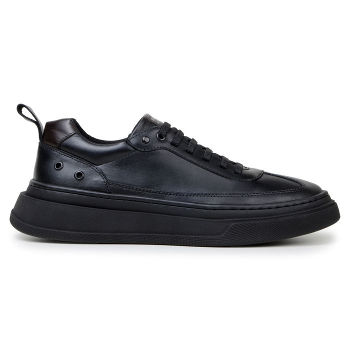 Sapatenis Masculino 100% Couro Legitimo Moderno Confortável Casual 5800 - Preto/Preto