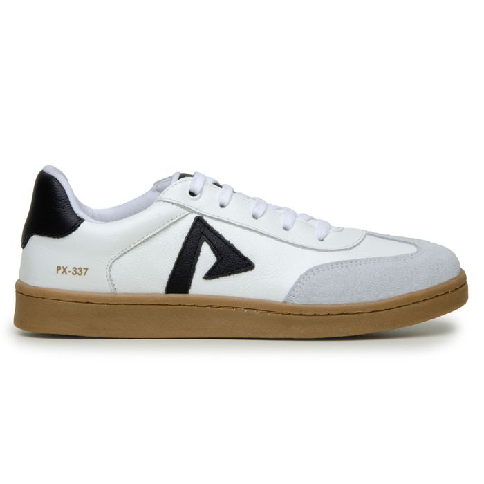 Sapatenis Feminino 100% Couro Legitimo Moderno Confortável Detalhado PX-337 - Branco/Preto