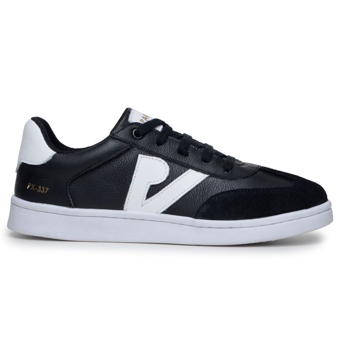 Sapatenis Feminino 100% Couro Legitimo Moderno Confortável Detalhado PX-337 - Preto/Branco