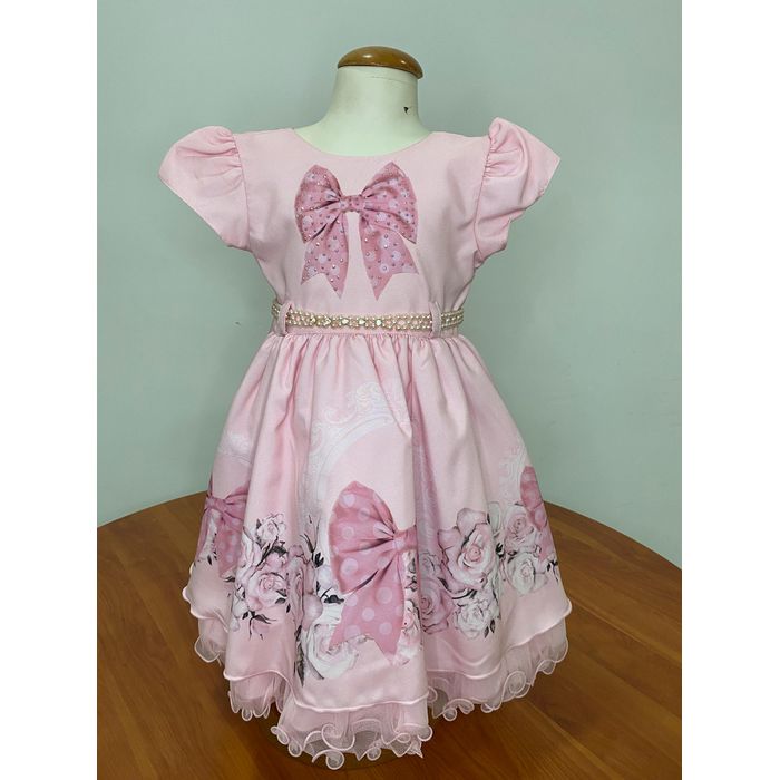 Vestido Menina Bonita Rosa com... - REINO DAS CRIANÇAS