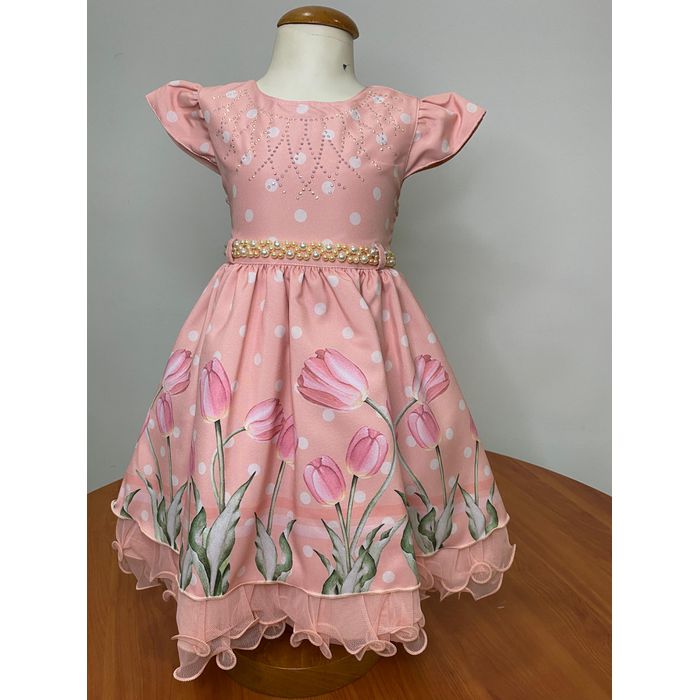 Vestido Menina Bonita Rosa Flo... - REINO DAS CRIANÇAS