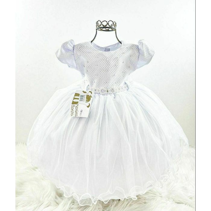 Vestido Branco Menina Bonita P... - REINO DAS CRIANÇAS