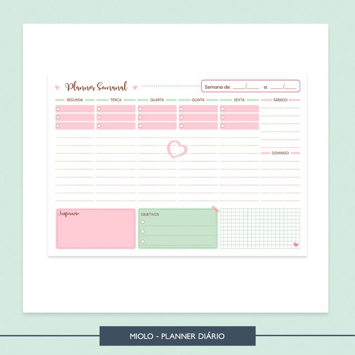 Refil / Miolo - Planner Semanal