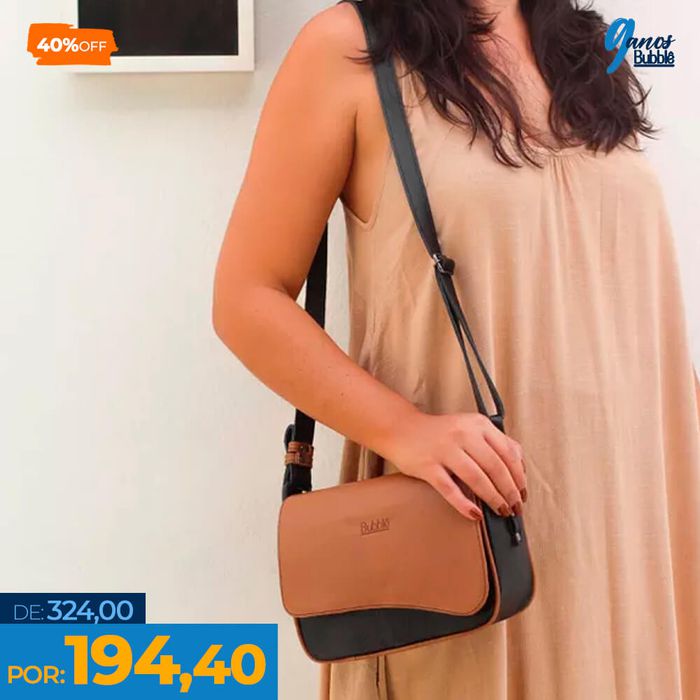Bolsa de Couro - ABA - Preto E Caramelo - Bubblê