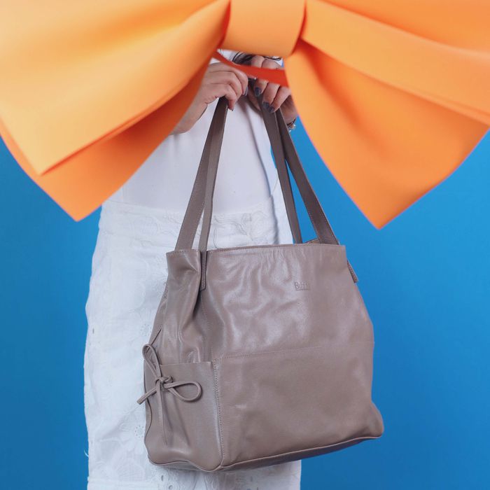 Bolsa de Couro - CONFIAR - Amêndoa - Bubblê