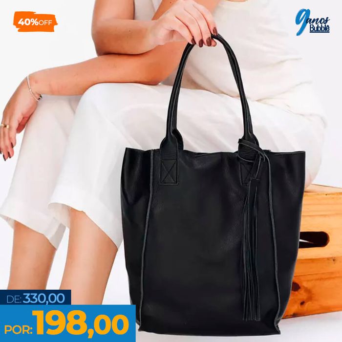 Bolsa de Couro - ÉVORA - Preta - Bubblê