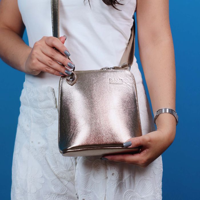 Bolsa de Couro - XODÓZINHA - Champagne - Bubblê