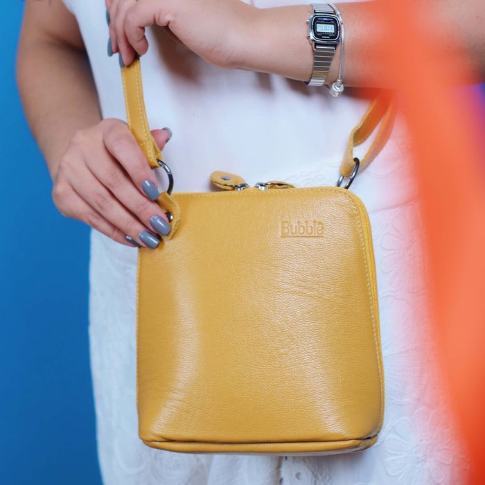 Bolsa de Couro - XODÓZINHA - Mostarda - Bubblê