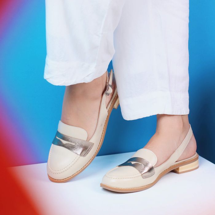 Mule - LEVEZA - Off White e Champagne - 664.51 - Bubblê