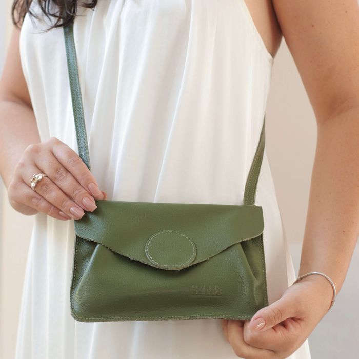 Bolsa de Couro - Carinho - Verde Cacto - Bubblê