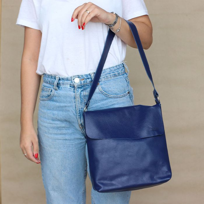 Bolsa de Couro - LOTUS - Azul Anil - Bubblê