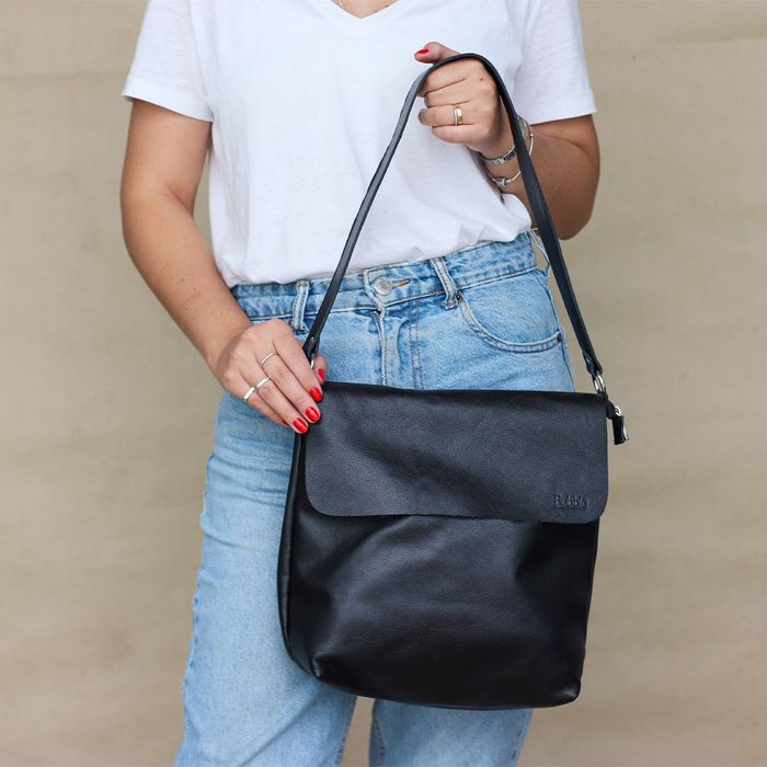Bolsa de Couro - LOTUS - Preto - Bubblê