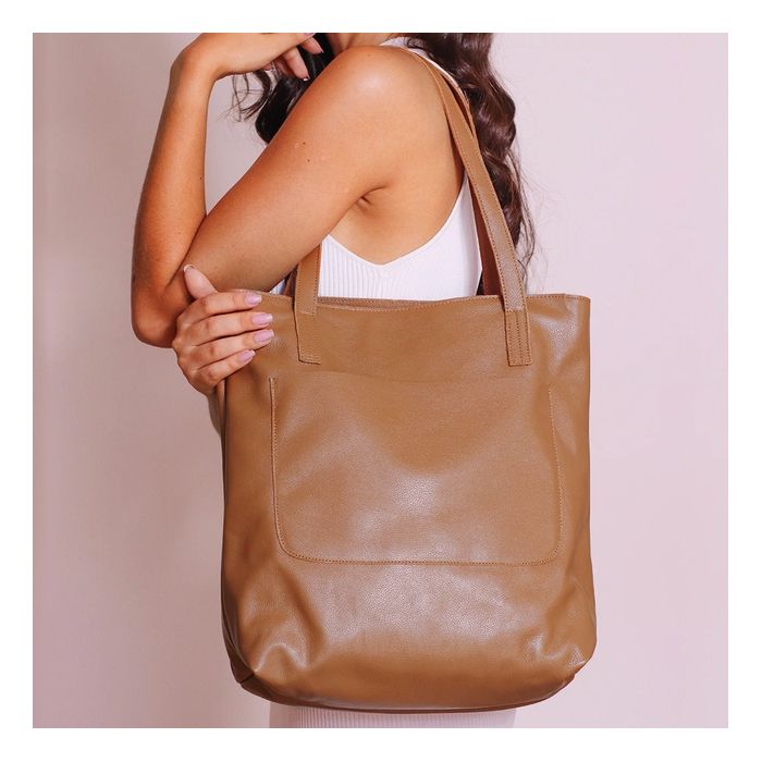 Bolsa de Couro - ENVELOPE - Caramelo - Bubblê