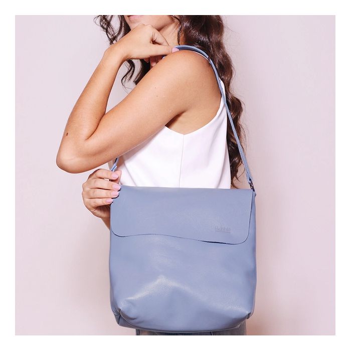 Bolsa de Couro - LOTUS - Azul Hortência - Bubblê