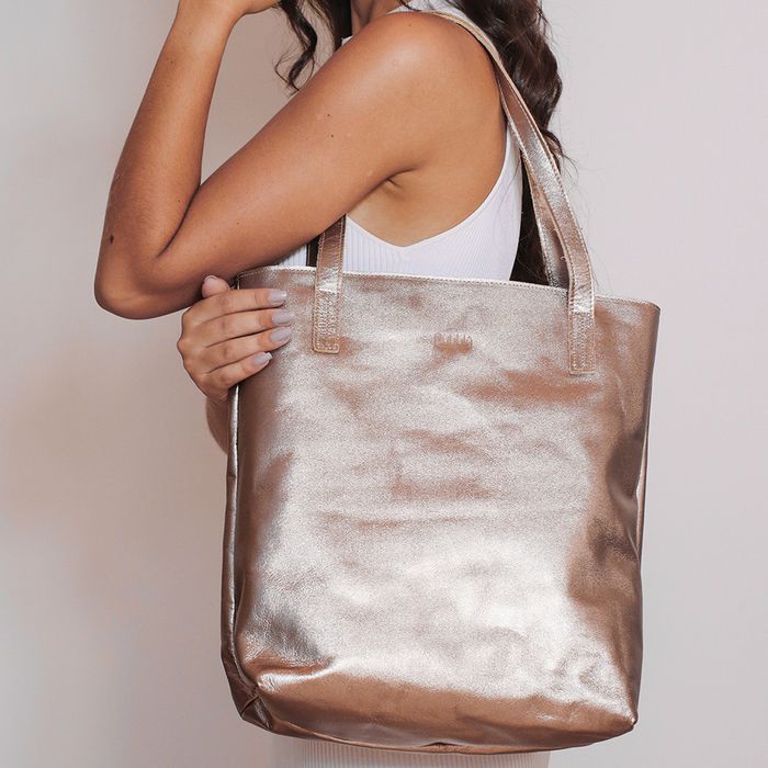Bolsa de Couro - ENVELOPE - Champagne - Bubblê