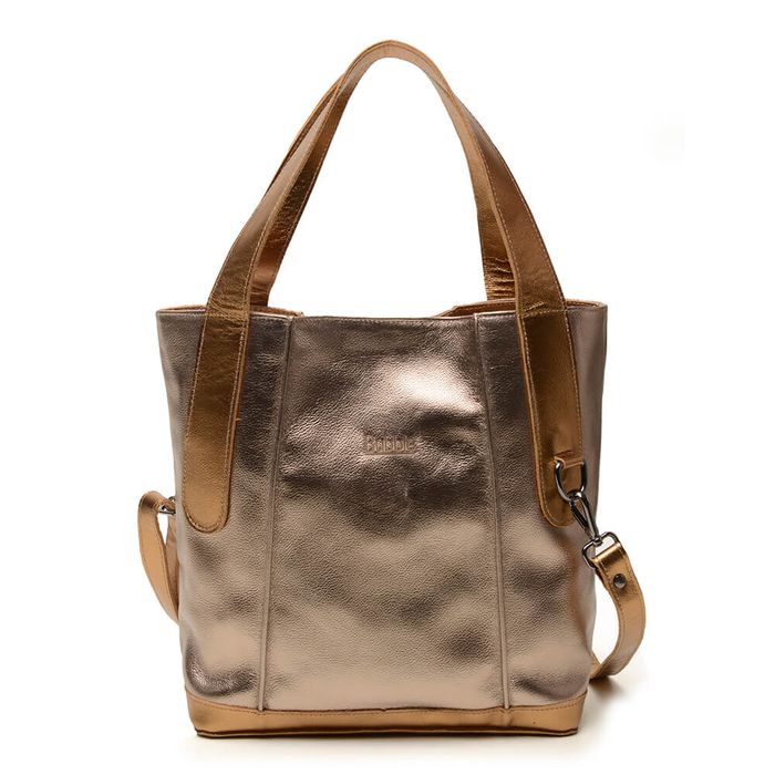 Bolsa de Couro - CELEBRAR - Champagne E Bronze - Bubblê