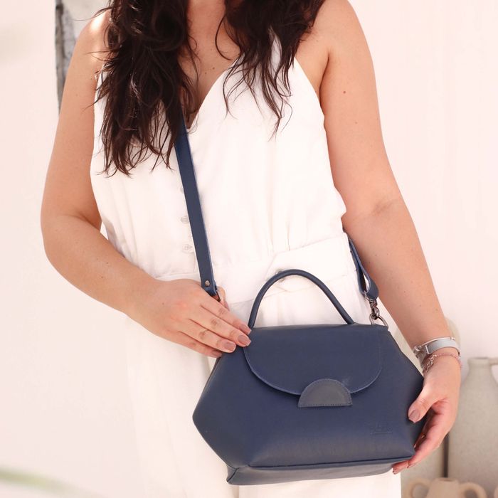 Bolsa de Couro - Mini NASCENTE - Azul Anil - Bubblê