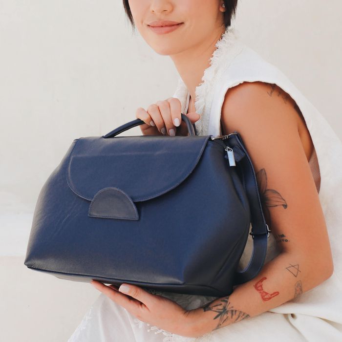 Bolsa de Couro - NASCENTE - Azul Anil - Bubblê