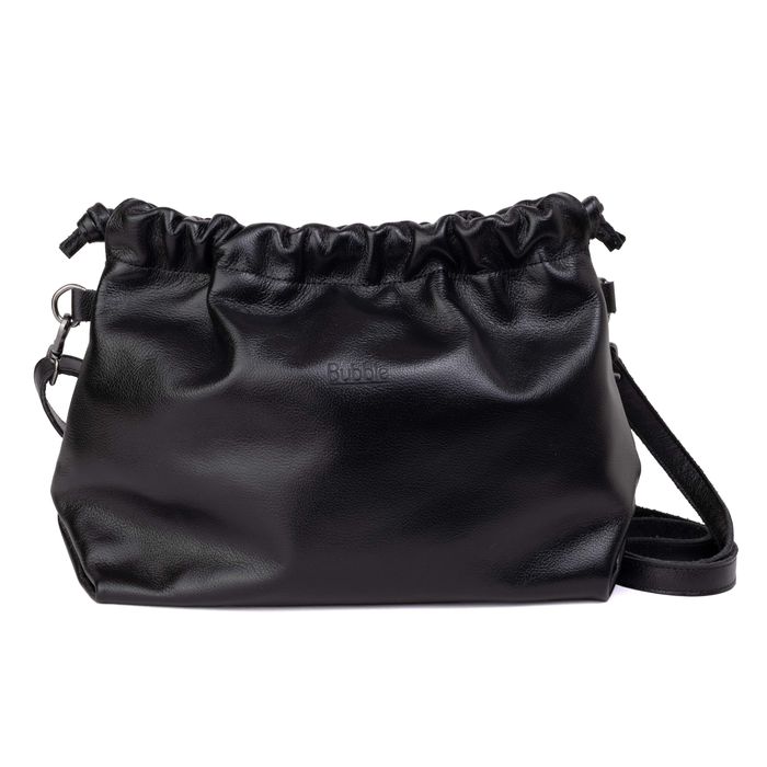 Bolsa de Couro Legítimo Preta - HARMONIA GRANDE - Bubblê