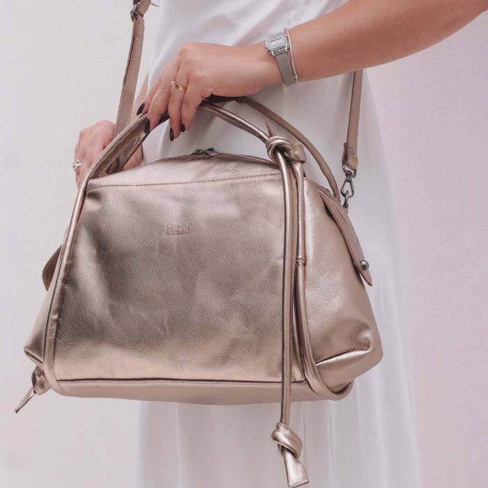 Bolsa de Couro - TEMPO - Champagne - Bubblê