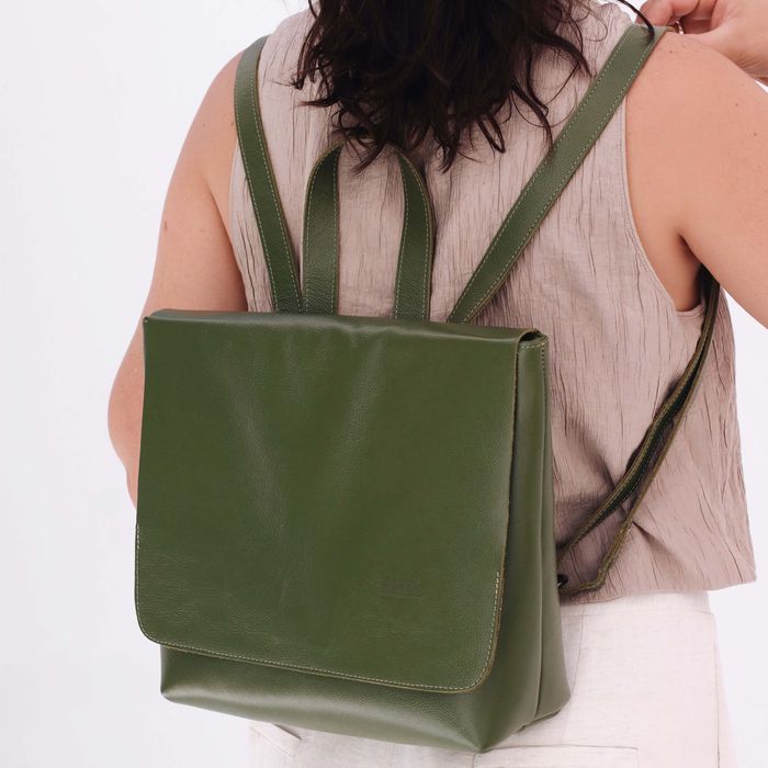 Mochila de Couro - LOTUS - Verde Cacto - Bubblê