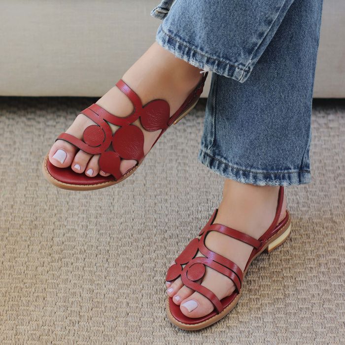 Sandália Rasteira - AMANHECER - Vermelho - 842.116 - Bubblê