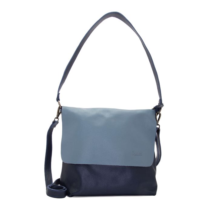Bolsa de Couro - LOTUS - Azul Anil e Hortência - Bubblê