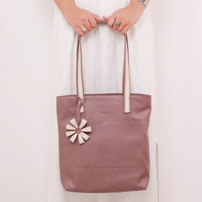 Bolsa de Couro - ENVELOPE - Mousse e Off White - Bubblê