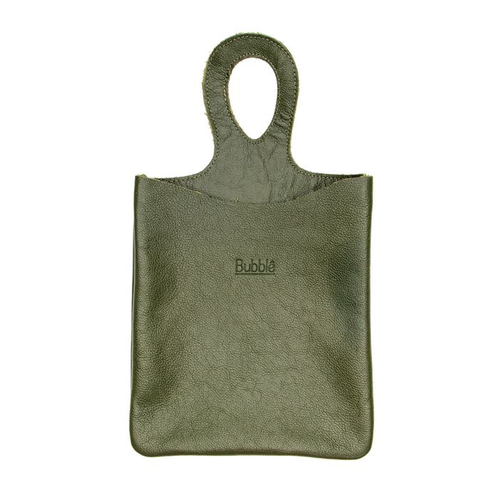 Lixeira de Carro de Couro Legítimo - Verde Cacto - Bubblê