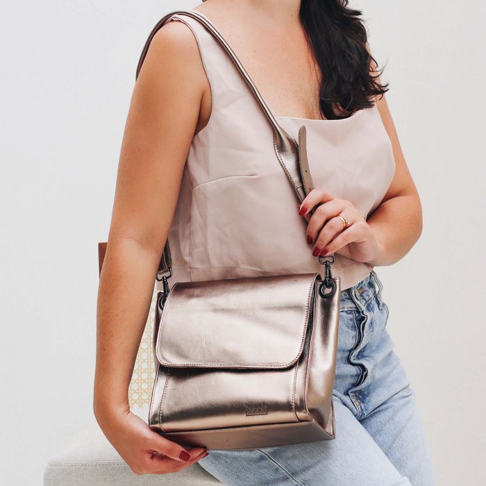 Bolsa de Couro - ACOLHER - Champagne - Bubblê