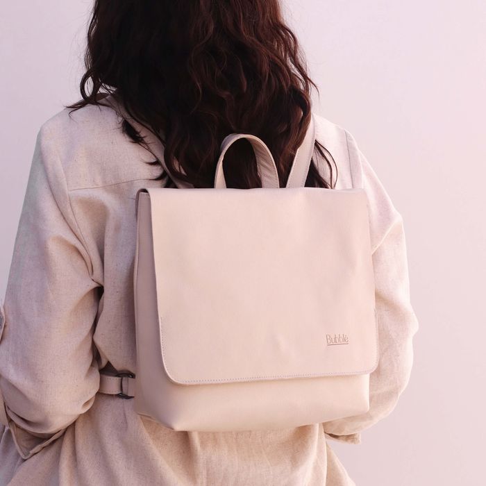 Mochila de Couro - LOTUS - Off White - Bubblê
