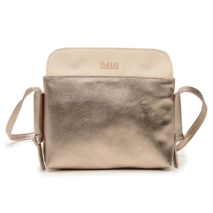 Bolsa de Couro - LIBERDADE - Champagne e Off White - Bubblê