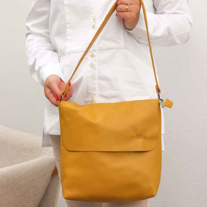 Bolsa de Couro - LOTUS - Mostarda - Bubblê
