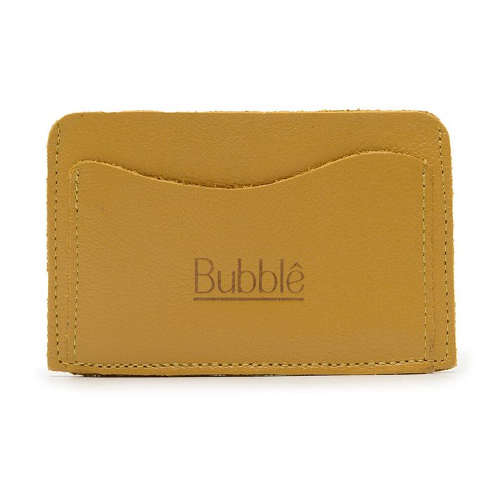 Porta Cartão em Couro Legítimo Bubblê Mostarda - Bubblê