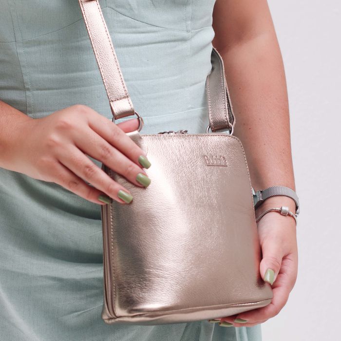 Bolsa de Couro - XODÓZINHA - Champagne - Bubblê