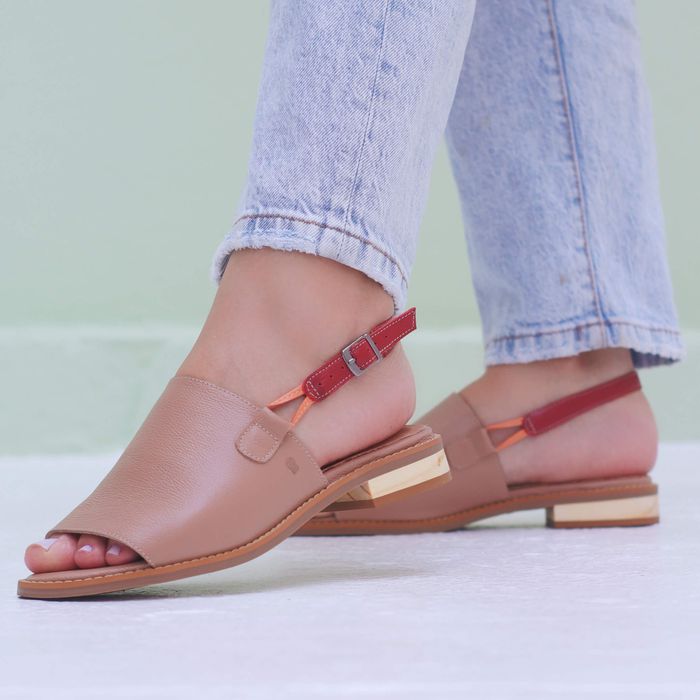 Sandália Rasteira - VIBRAR - Bali e Vermelha - 842... - Bubblê