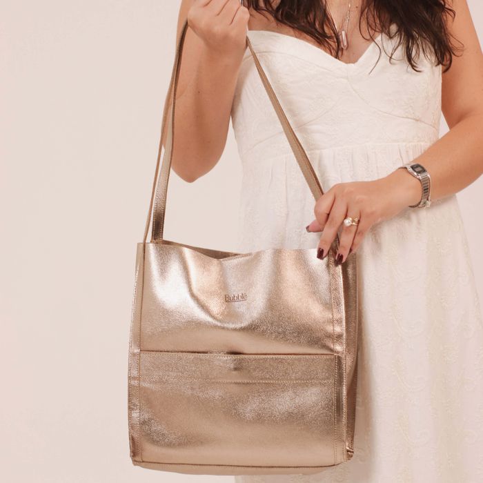 Bolsa de Couro - LITORAL - Champagne - Bubblê