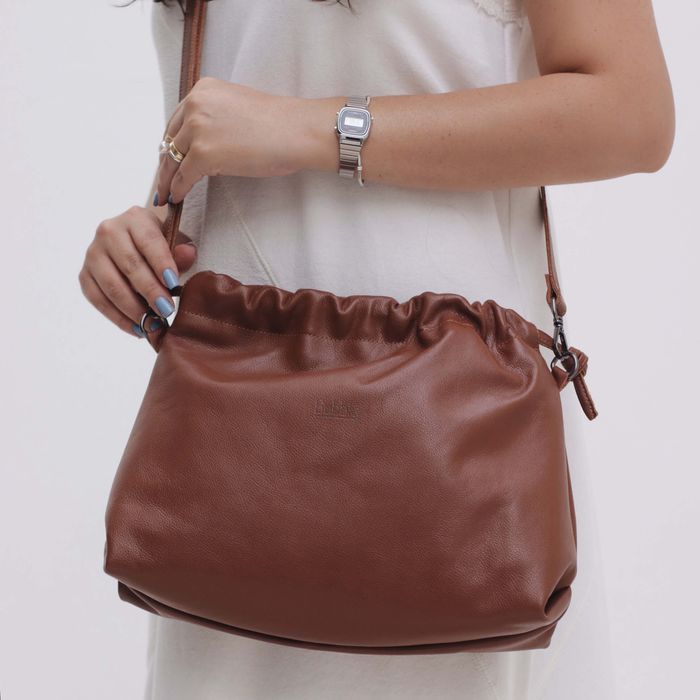 Bolsa de Couro Legítimo Chocolate - HARMONIA GRAND... - Bubblê
