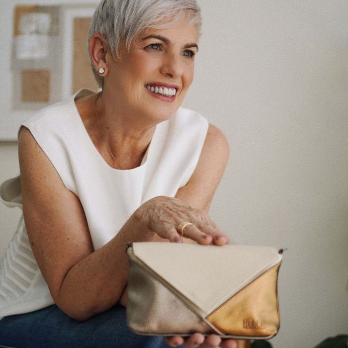 Bolsa de Couro - ENVELOPINHO - Off White, Champagn... - Bubblê