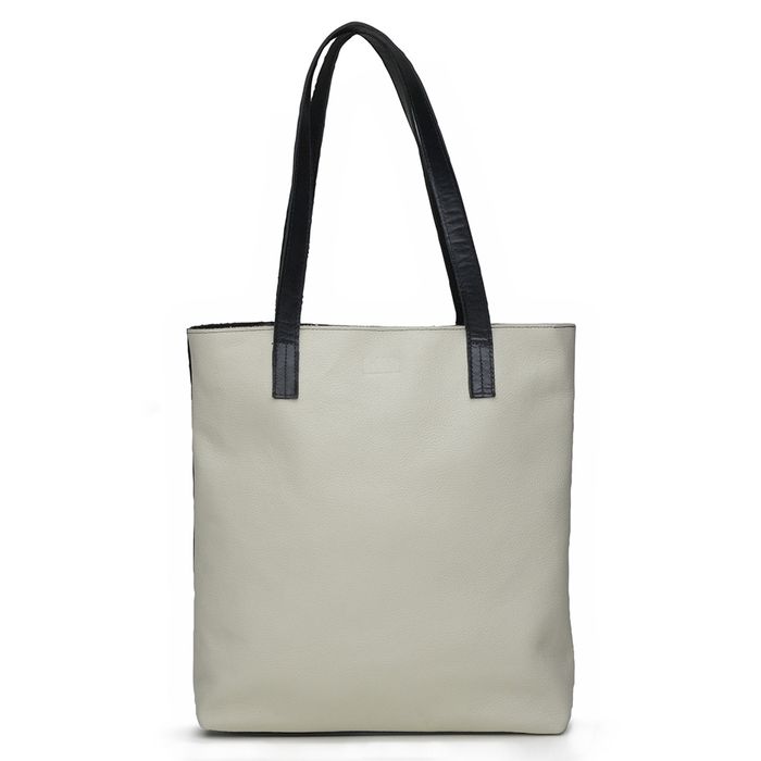 Bolsa de Couro - ENVELOPE - Off e Preto - Bubblê