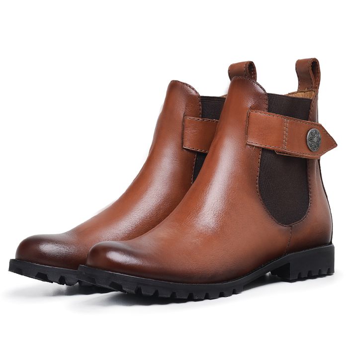 Bota Coturno Chelsea Couro Caramelo USE.MAH