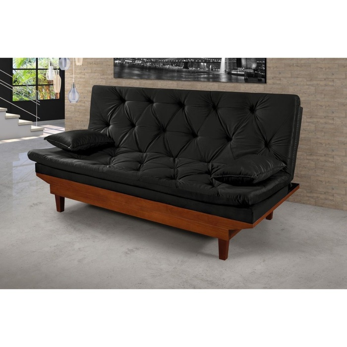 estofado sofa cama caribe essencial 3 lugares sued preto