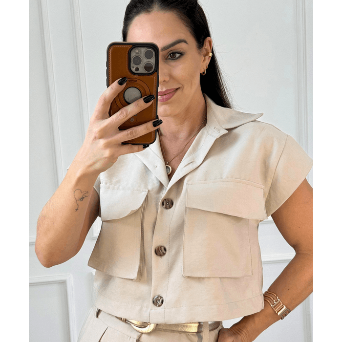 Cropped Cargo Nati Areia