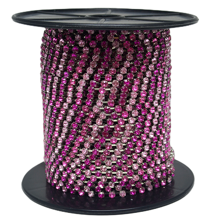 Corrente Ss16 / Pl32 - Pedra Degrade Fuschia, Banh... - BM Strass