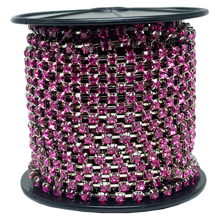 Corrente Ss29 - Pedra Fuschia, Banho Níquel - 1956... - BM Strass